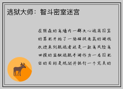 逃狱大师：智斗密室迷宫
